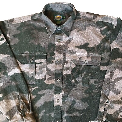 #ad CABELAS Shirt Adult Size Large Camo Outdoor Gear Heavy Flannel Button up Men’s $29.88