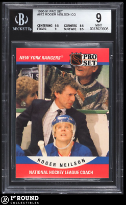 #ad Roger Neilson RC BGS 9: 1990 91 Pro Set Rookie Card POP 3 $26.24