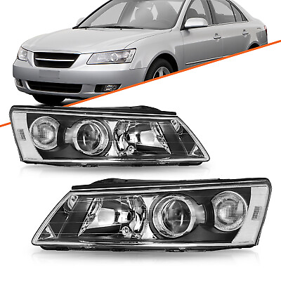 #ad For 06 08 Hyundai Sonata Left amp; Right Black Pairs Headlights Assembly Headlamps $81.59