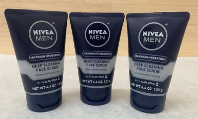 #ad Lot 3 Nivea Men Maximum Hydration Deep Cleaning Face Scrub w Aloe Vera 4.4oz $17.99