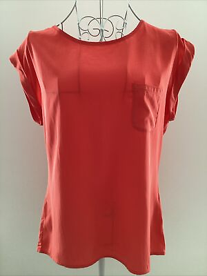 #ad Oasis Ladies Bright Orange Top Blouse Shirt Size 10 GBP 5.95