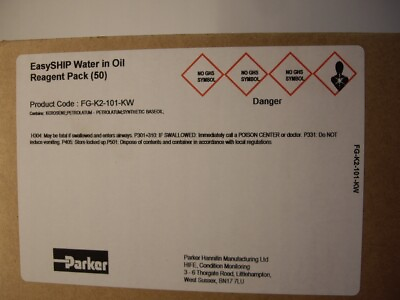 #ad Parker EasySHIP water on oil Reagent Pack 50 # G 6B2 8495 $685.80