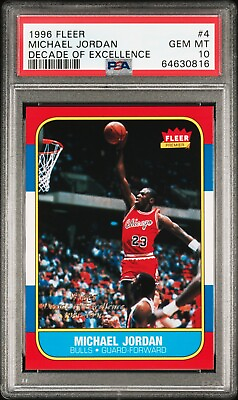#ad 1996 Fleer Michael Jordan Decade of Excellence Rookie #4 PSA 10 GEM MINT Bulls $159.99
