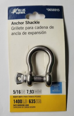 #ad #ad Blue Hawk 5 16quot; Stainless Steel Pin Anchor Shackle 1400 LBs 0656915 $8.99