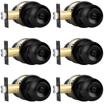 #ad Privacy Door Knobs for Bed and Bath Ball Matte Black Interior Keyless 6 Pack $39.99