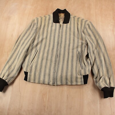 #ad #ad ABERDEEN SPORTSWEAR striped wool bomber jacket MEDIUM true vtg 50s 60s usa talon $248.00