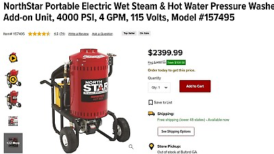 #ad NorthStar Portable Electric Wet Steam amp; Hot Water Pressure Washer Add on Unit $1500.00