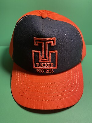 #ad vintage tucker supply Insulated Orange Black snapback hat Cap $6.00