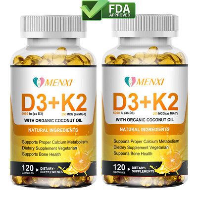 #ad Vitamin K2 MK7 D3 Extra Strength Bone amp; Heart Health Non GMO 2×120 Capsules $20.98