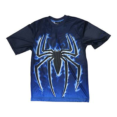 #ad Vintage Spiderman 2 Movie Promo Big Spiders Black T shirt Men#x27;s Small For Repair $24.99