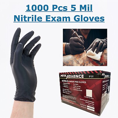 #ad 1000 Pcs Nitrile Exam Glove Black 5 Mil Heavy Duty Medical Janitorial S M LXL $84.99
