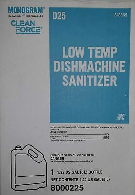 Monogram 648665 D25 Low Temp Dish Machine Sanitizer 5 Liter 1.32 Gallon  $34.99