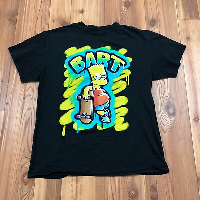 #ad Black Bart Simpson Spray Paint Graphic Short Sleeve Regular T Shirt Adult Size M $25.00