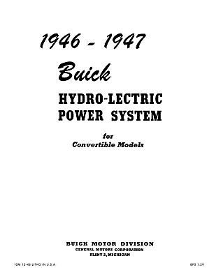 #ad 1946 1947 Buick Convertible Hydro Electric Power System Supplement $19.52