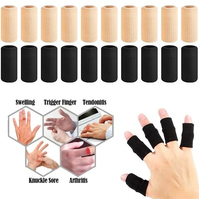 #ad 10pcs Finger Protection Guard Elastic Sports Finger Sleeves Arthritis Support $9.20