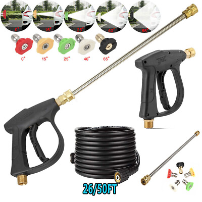 #ad High Pressure 4350PSI Car Power Washer Gun Spray Wand Lance Nozzle and Hose Kits $33.99