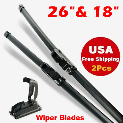 26quot; amp; 18quot; Bracketless Windshield Wiper Blades Hybrid silicone J HOOK OEM QUALITY $8.98