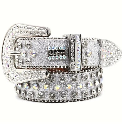 #ad BB simon rhinestone belt brand new shiny white y2k fashion shiny belt $39.99
