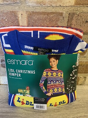 Men’s Lidl 2022 Christmas Advert Knitted Jumper Size Large Brand New GBP 18.99