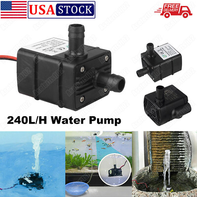 #ad 240L H Mini Water Pump Quiet 12V USB Brushless Motor Submersible Pool Water Pump $8.99