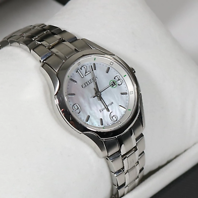 Citizen Eco Drive Mother Of Pearl Stainless Steel Women#x27;s Watch EW1780 51A $139.99