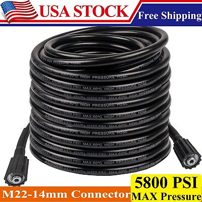 #ad High Pressure Washer Hose 8m 25ft 5800PSI M22 14mm Power Washer Extension Tube $18.99