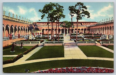 #ad Sarasota FL Florida Ringling Art Museum Inner Court Antique Vintage Post Card $3.99