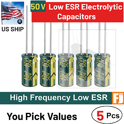 #ad 5 Pcs 50V Low ESR High Frequency Electrolytic Capacitors You Pick US Ship $5.99