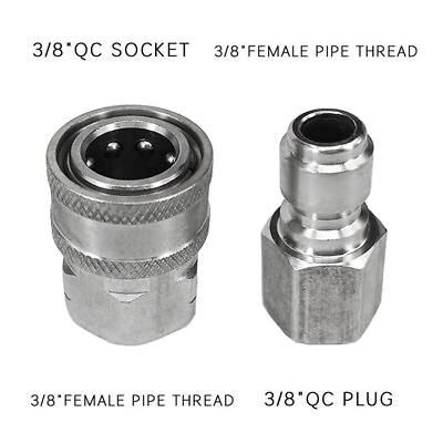 #ad Stainless Steel Pressure Washer Adapter Kit NPT 3 8 FemaleMale Quick Connect AU $15.77