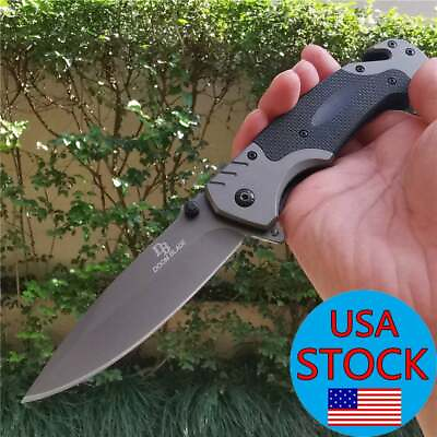 #ad Tactical Combat Spring Assisted Open Pocket Rescue Knife EDC Fitness Hunting $10.79