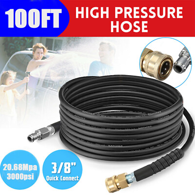 100FT High Pressure Power Washer Hose 3 8quot; x 50#x27;#x27; 3000psi With Quick Connects $45.00