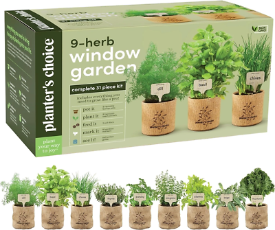 #ad Planters Choice 9 Herb Window Garden Kit Herb Garden $23.99