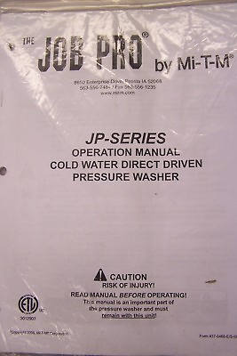 #ad Mi T M OPERATION MANUAL COLD WATER DIRECT DRIVEN PRESSURE WASHER IN ENGLISH $5.00