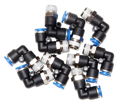 #ad 1 4quot; Tube x 1 4quot; NPT Male Swivel L push to connect fitting pneumatic 10 Pieces $9.55