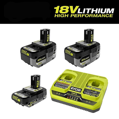 #ad RYOBI Power Tool Batteries 4 Ah HIGH PERFORMANCE Battery w Dual Port Charger $318.34