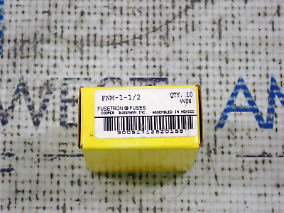 #ad New Bussmann Fusetron FNM 1 1 2 1 1 2 Amp 250 Volt Dual Element Fuse Box Of 10 $65.00