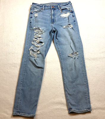 #ad American Eagle Outfitter Womens Jeans Sz 6 Blue High Rise Distressed Stretch $21.99