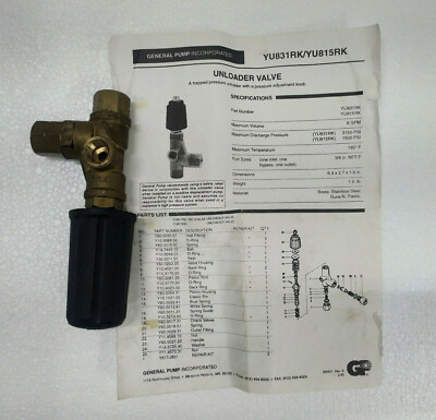 #ad Unloader valve 3150 Psi 8 Gpm For General Pump Pressure Washer $195.00