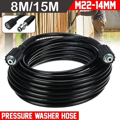 #ad 26ft 50ft 3200 PSI High Pressure Washer Hose M22 1 4quot; Connector Replacement Tube $19.99