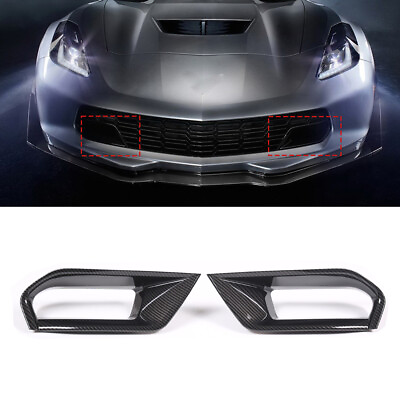 #ad Carbon Fiber Front Bumper Grille Bar Air Vent Trim For Corvette C7 Z06 2014 19 $52.99