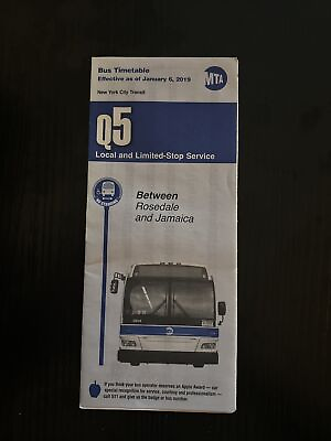 #ad Mta Bus Timetable Q5 NYC Map $15.99