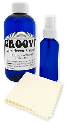 #ad 8oz Groovy Record Cleaner Cleaning Vinyl Lp Solution Concentrate w Spray Bottle $15.97