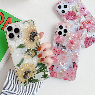 #ad Marble Bling Cute Flower Case Soft Cover For iPhone 14 Pro Max 11 12 13 XR XS 8 $7.92