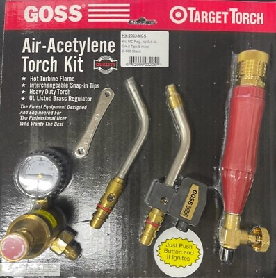 #ad Goss KX 4B Target Torch Air Acetylene Kit W GA 5 GA 14 Tips B Cyl Reg Fitting $250.00