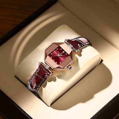 #ad Luxury Ladies Wristwatch Fashion Leather Quartz Watch Waterproof Rose Gold Watch GBP 17.99