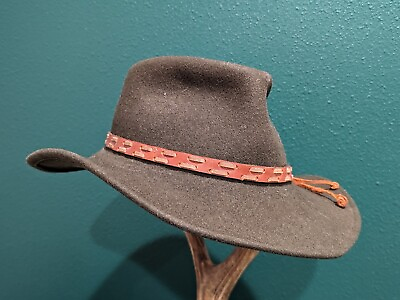 #ad Vintage Wrangler 100% Wool Bozeman Hat Medium Green $34.99