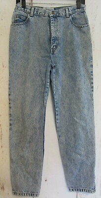 #ad 80#x27;s MainFrame Acid Wash Jeans Jr Sz 13 30quot; W 28quot; Inseam Zipper Leg High Rise $26.00