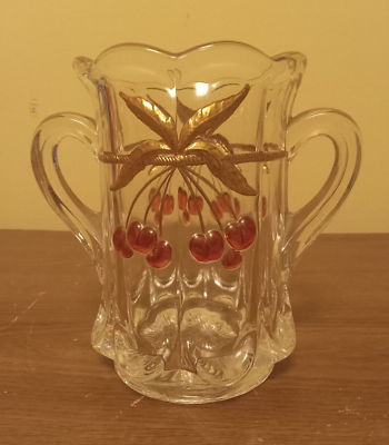 #ad EAPG Mosser Northwood Antique Glass 6quot; Celery Spooner Vase Cherry amp; Cable $28.99