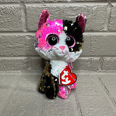 #ad TY FLIPPABLES MALIBU the Cat Color Changing Sequins 7quot; Plush Stuffed Animal Toy $10.20
