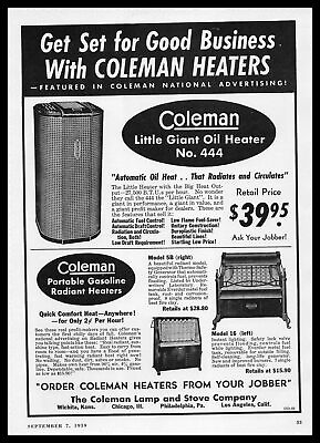 #ad #ad 1939 Coleman Lamp amp; Stove $39.95 Little Giant Oil Heater No 444 Vintage Print Ad $19.95